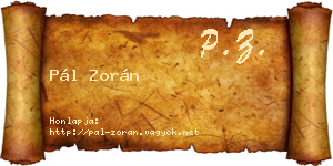 Pál Zorán névjegykártya